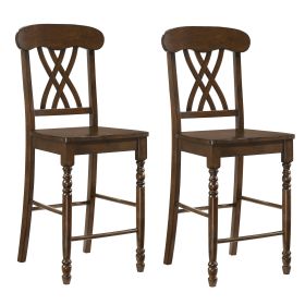 Walnut Cross Back Counter Height Stools (Set of 2)